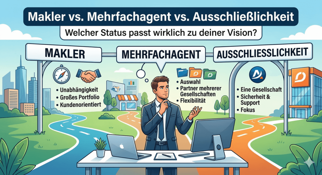 Makler vs. Mehrfachagent vs. Ausschließlichkeit: Welcher Status passt zu Dir?