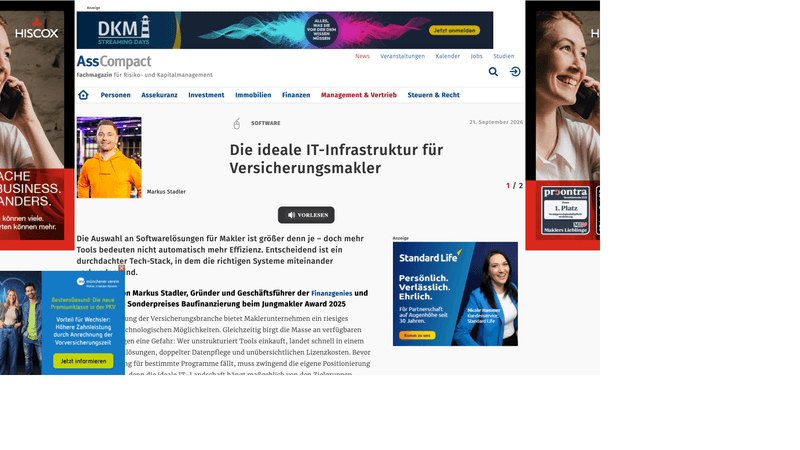 Vorschau des AssCompact-Beitrags zur idealen IT-Infrastruktur für Versicherungsmakler