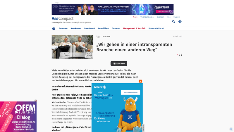Vorschau des AssCompact-Interviews zur intransparenten Branche