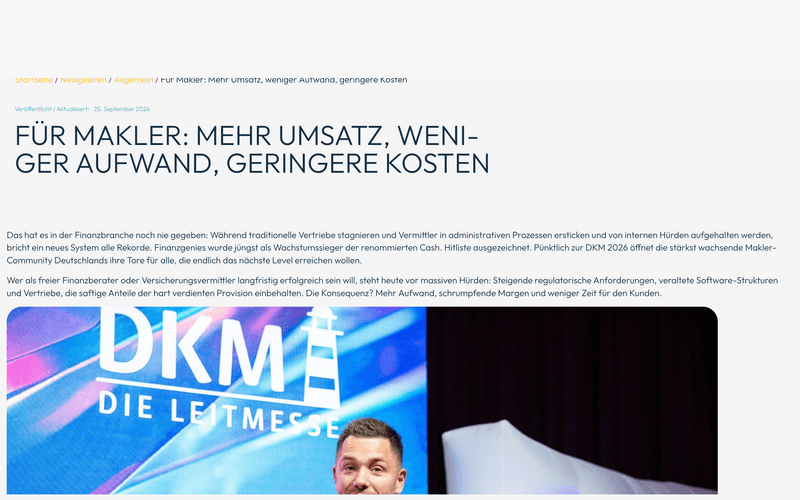 Vorschau des DKM-Beitrags Für Makler: Mehr Umsatz, weniger Aufwand, geringere Kosten