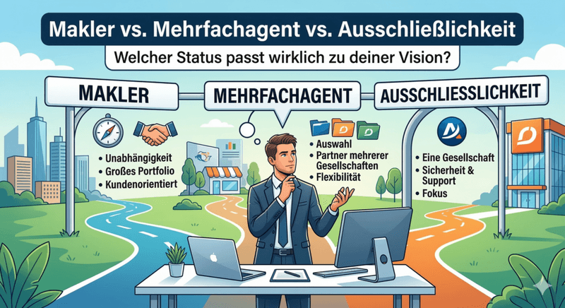 Makler vs. Mehrfachagent vs. Ausschließlichkeit: Welcher Status passt zu Dir?